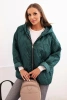 Women's quilted jacket with a hood dark green