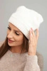Women's winter cap made of wool with a decorative weave K451 ecru