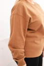 Damenpullover Plus Size aus Baumwolle basic mit Rundhalsausschnitt camel