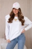 Cotton blouse with frills on the shoulders white