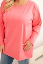 Damenbluse Plus Size aus Baumwolle mit Rundhalsausschnitt rosa