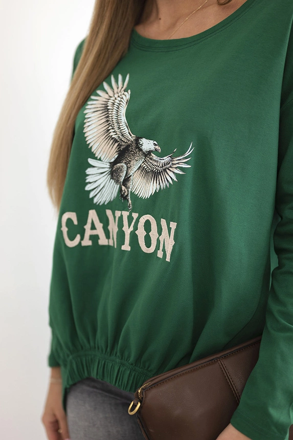 Damenbluse mit Adler und Canyon Schriftzug grün