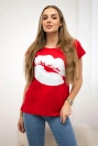 Blouse with lips print red