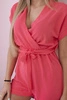Kurzer Jumpsuit in der Taille gebunden neon-pink
