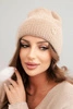 Damen Wintermütze flauschig mit dekorativem Knopf hell camel