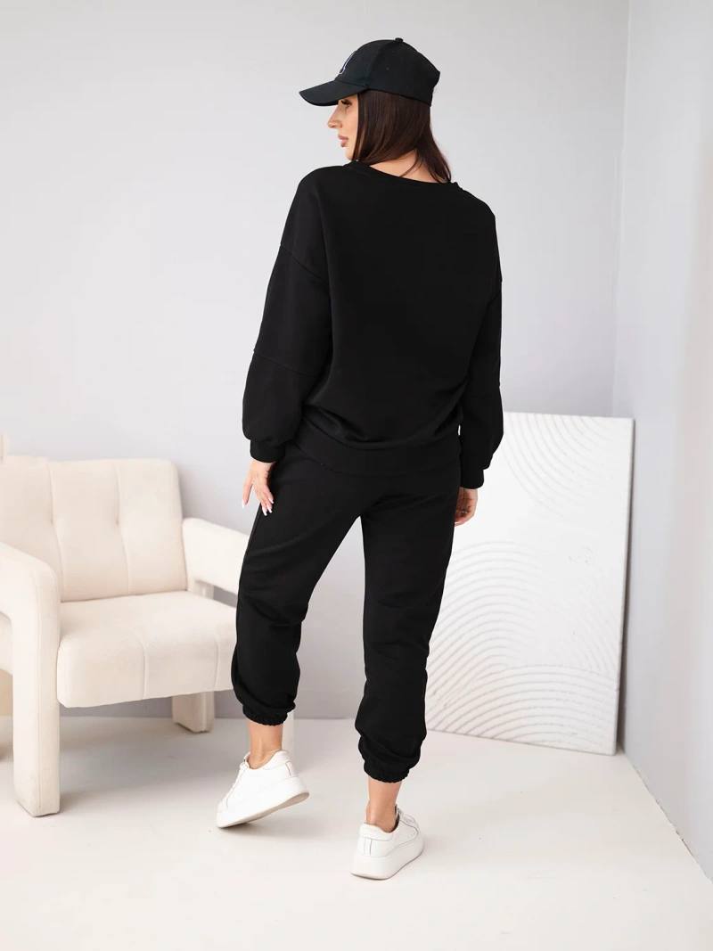 Women's cotton set with sweatshirt and jogger pants black