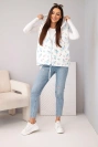 Steppweste für Damen mit Blumenmuster und Kapuze blau