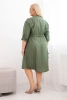 Dámské šaty z viskózy Plus Size s knoflíky a vázáním v pase khaki