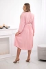 Dress tied with a pleated hem dark powder pink