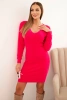 Women's sweater dress with a V-neck alpaca pink