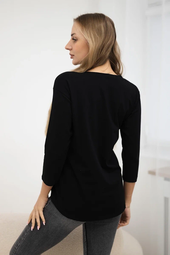 Superior bedruckte Bluse schwarz