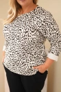 Plus Size women's blouse with leopard print with longer back beige