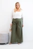 Damenhosen Plus Size mit weiten Beinen und Falten khaki