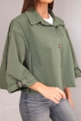 Women's spring cotton buttoned jacket with collar khaki