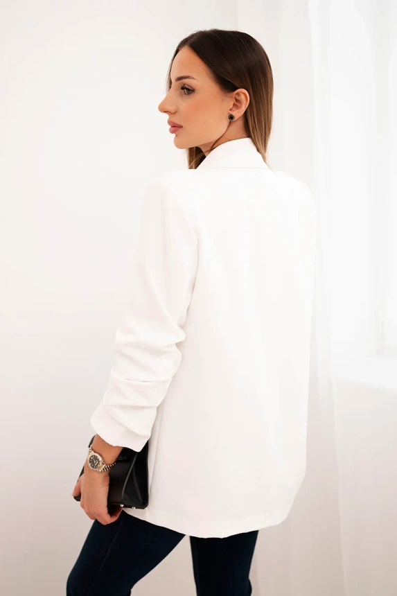 Marynarka z klapami elegancka ecru