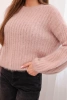 Damenpullover aus Mohair mit Puffärmeln bordowy