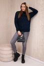 Sveter s vysokým krkom s diamantovým vzorom námornícka modrá