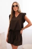 Damenensemble aus Viskose, Bluse mit Rüschen und kurzen Shorts braun