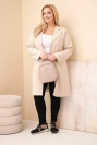Damenmantel Plus Size lang mit Kragen und Taschen beige