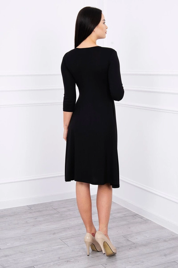 Dress with cut-off under the bust, 3/4 sleeves black