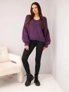 Moteriškas megztinis su vilnos priemaiša laisvas modelis tamsiai violetinė