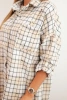 Women's cotton checkered shirt with a distressed effect beige
