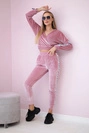 Velurová souprava s nápisem Queen dark powder pink