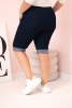 Damen-Shorts aus Baumwolle in Plus Size mit Bindeband dunkler denim