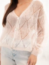 Women's sweater made of 80% mohair openwork buttoned beige