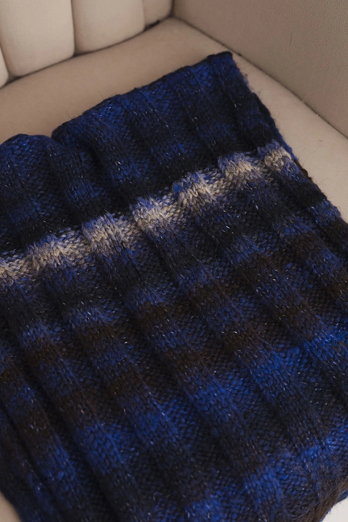 Damen-Woll-Schlauchschal meliert weich Winter KN20 blau
