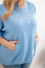 Dámská mikina Plus Size s kapucí a potiskem modrá