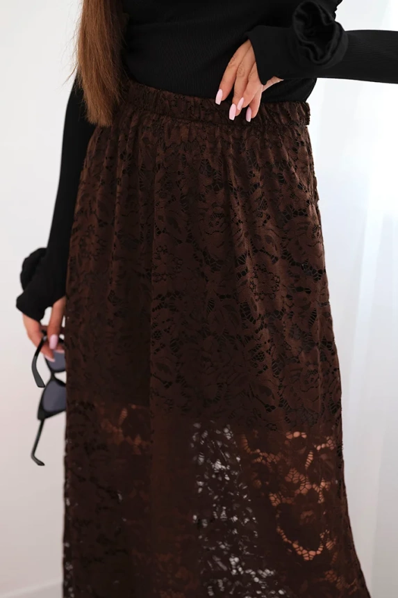 Women's skirt with lace and lining brown