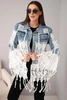 Women's cotton denim jacket with lace and fringes dark denim