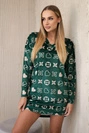 Velvetinė suknelė su dekoratyviniu modeliu žalia + smėlio spalvos