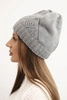 Women's winter hat made of wool with a geometric pattern K479 gray
