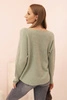 Women's sweater with viscose and V-neck light khaki