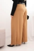 Dámské kalhoty Plus Size s širokou nohavicí a páskem camelové