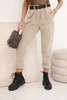 Damenhose mit Gürtel aus Cord dunkelbeige