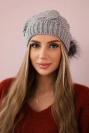 Cap with fleece Sandra K210 light gray