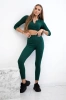 Ribbed crop top set dark green