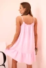 Women's muslin dress with straps and frill candy pink
