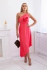 Plisseekleid mit Blume rosa neon