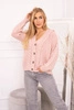 Buttoned sweater with a decorative braid powdered pink