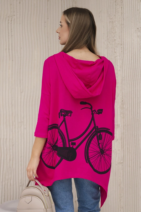 Sweatshirt with a bicycle print fuchsia