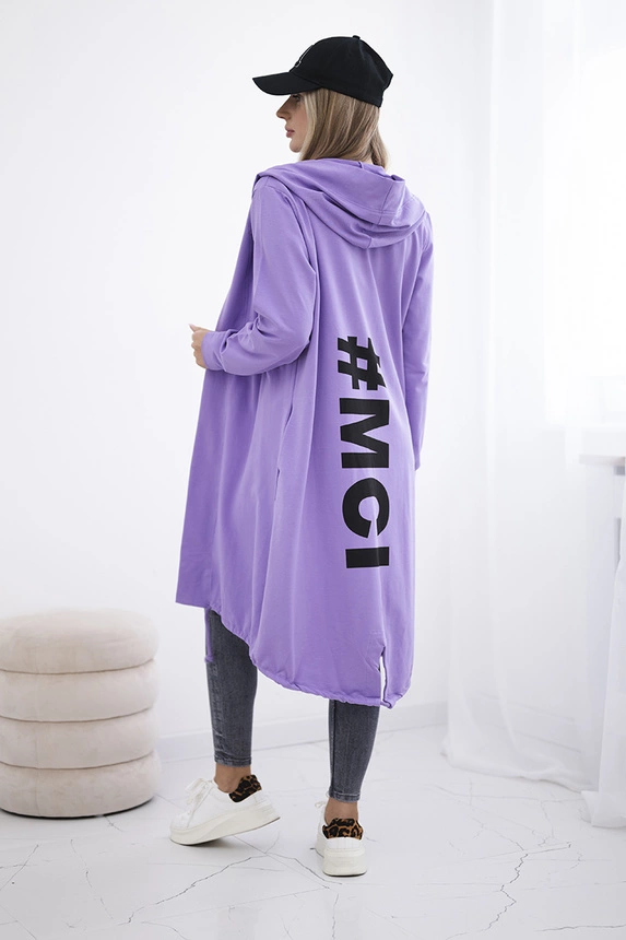 Cardigan with print oversize purple