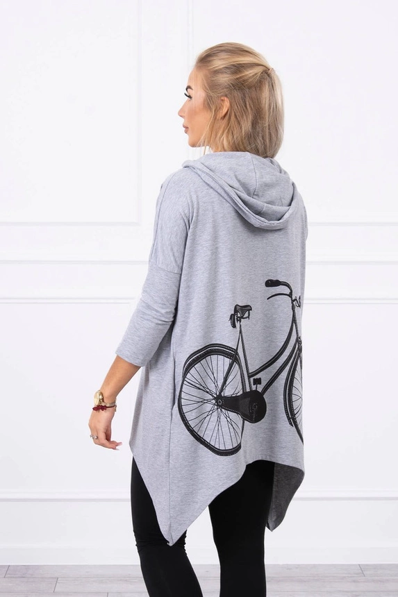 Mikina s potlačou na bicykli Šedá