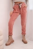 Women's viscose pants with a scarf belt dark pink