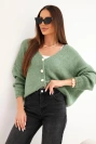 Women's V-neck cardigan with buttons dark mint