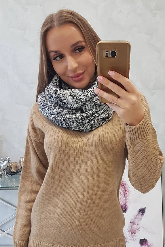 KN15 Damen Snood grau+schwarz