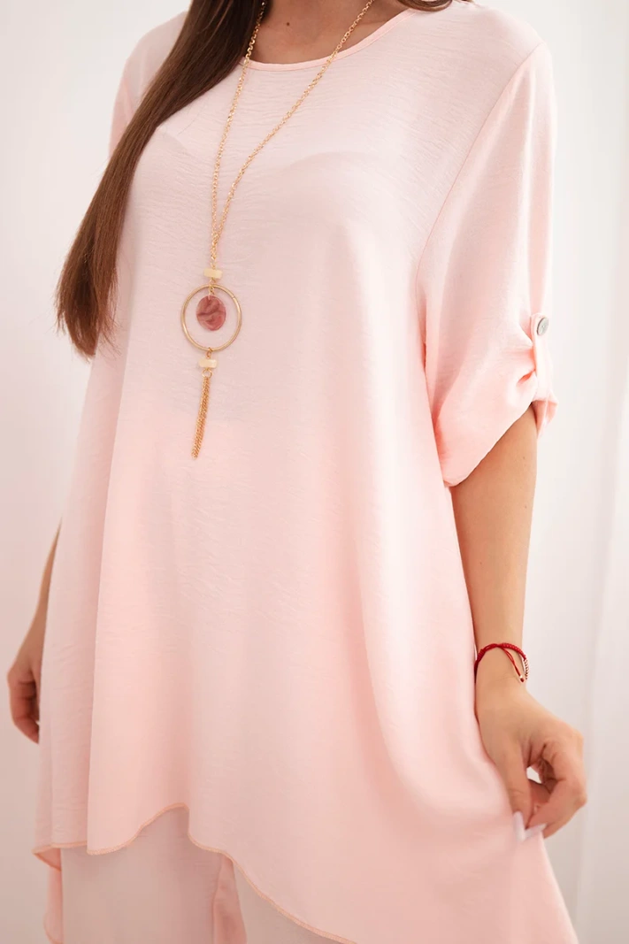 Set Bluse + Hose mit Anhänger puderrosa